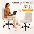 thumbnail image 3 of AEGFKD Mid Back Armless Office Desk Chair with Wheels/no Wheels,360°Rocking Swivel Vanity Chair with Thickened Cushion,Adjustable Height Rolling for Reading Room, Make up,Linen Beige, 3 of 7