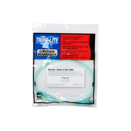 Tripp Lite N820 3' OM4 Multi-Mode Fiber Duplex LC Male/Male Patch Cable N820-01M-OM4