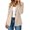 Beige, variant on Suede Collared Blazer for Women Single Button Large Patch Pockets Loose Long Sleeve Casual Suit Jacket Outerwear with Shoulder Pads