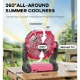 thumbnail image 3 of Ventilador de camping DOWILLDO de 2000 mAh con linterna LED de 10000 mAh, color rosa, 3 of 9