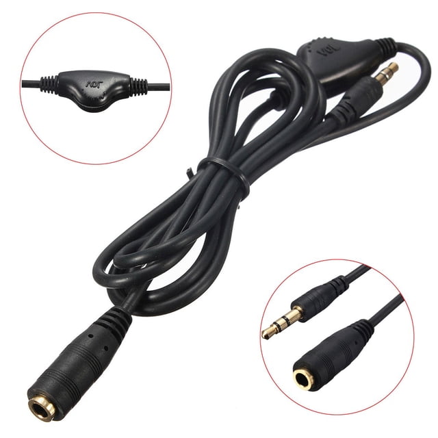 3.5mm Headphone Volume Control Extension Cord Cable Audio Stereo Adapter 80cm