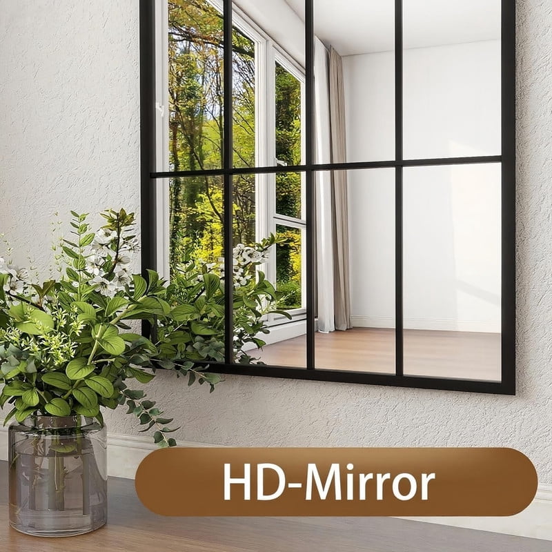 Easy4Home 24"x55" Arched Window Pane Vanity Decorative Wall Mirror,Black