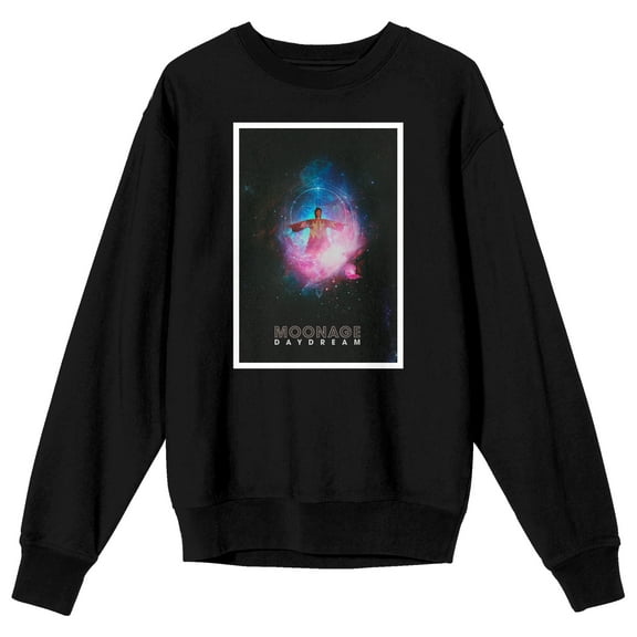 David Bowie Moonage Daydream Crew Neck Long Sleeve Black Unisex Adult Sweatshirt-Medium