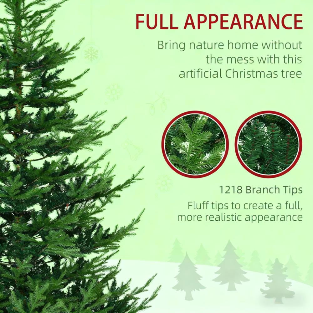 7.5ft Lush Nordic Pine Christmas Tree 1218 Tips Wide Shape Flame Retardant Indoor Holiday Decor