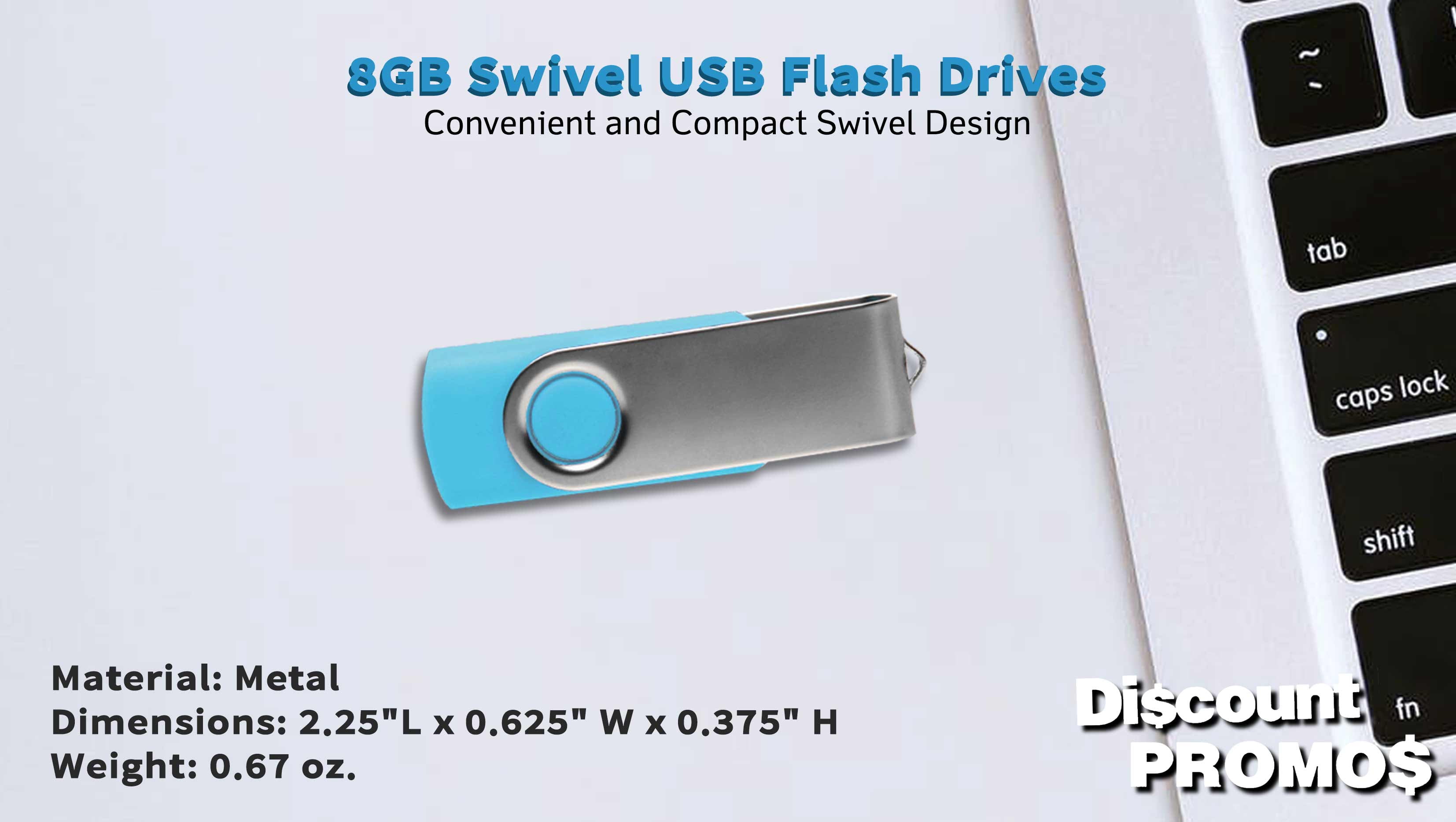 6 Swivel USB Flash Drives Pack, 8GB - Pocket size, Long Data Retention - Aqua