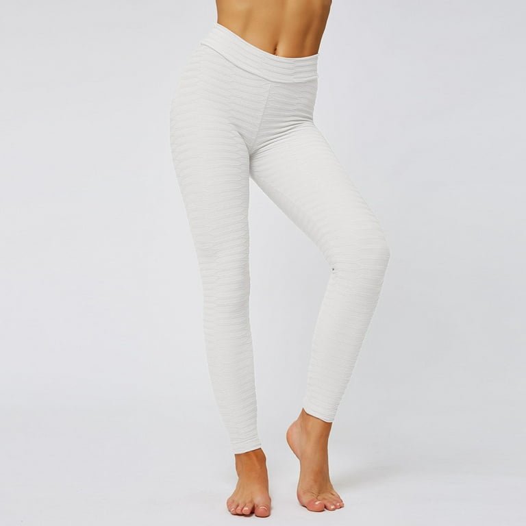 Pgeraug Pants for Women High Waisted Leggings Scrunch Booty Ruched Lift  Yoga Pants Leggings White S