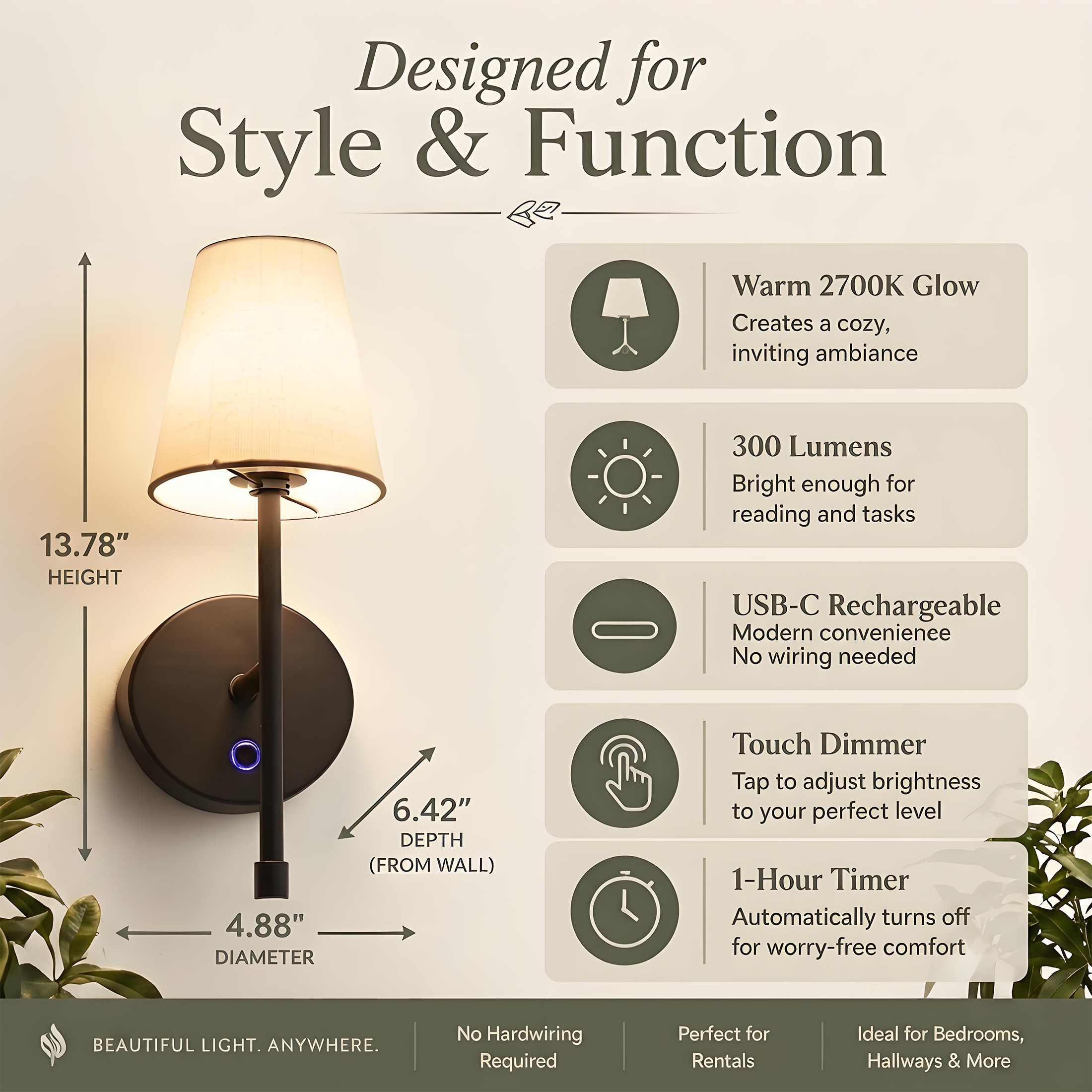 BHG rechargeable Wall Light