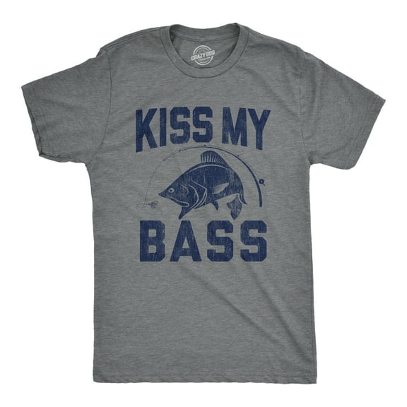 Mens Kiss My Bass T Shirt Funny Fishing Humor Kiss My Ass Graphic Tee Graphic Tees