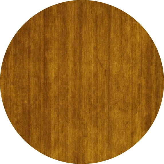 Ahgly Company Indoor Round Abstract Yellow Contemporary Area Rugs, 6' Round