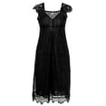 thumbnail image 3 of DYMADE Womens Summer Breathable Gothic Lace Spliced V-Neck Flying Sleeve Lined Dress Plus Size, 3 of 3