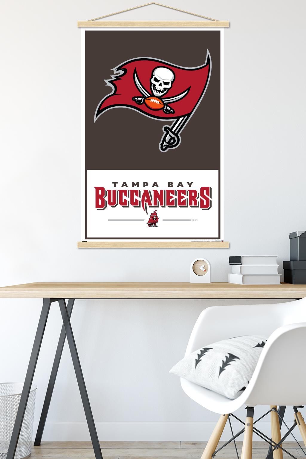 NFL Tampa Bay Buccaneers - Logo 21 Wall Poster with Wooden Magnetic Frame, 22.375" x 34"
