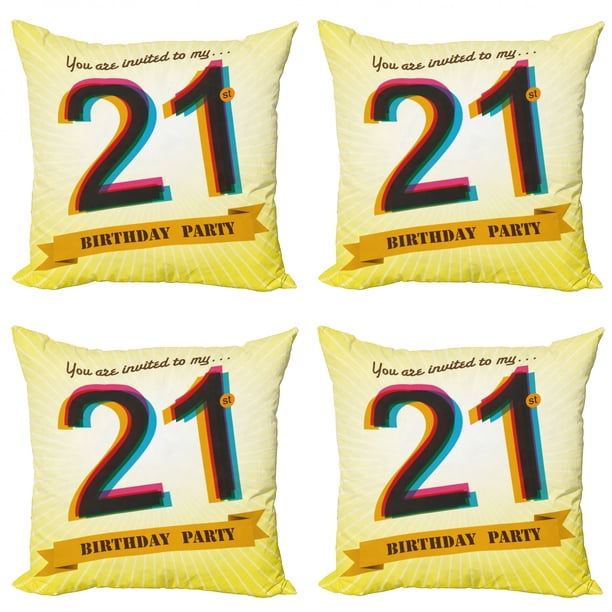 21st Birthday Throw Pillow Cushion Case Pack of 4, Invitation to an