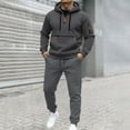 thumbnail image 2 of ibiyuan Mens Track Suit Cotton Long Sleeve Hoodies and Sweatpants Men's Sweatsuits Y2kCasual Training Sweatsuit,2PCS,Dark Gray, 2 of 5