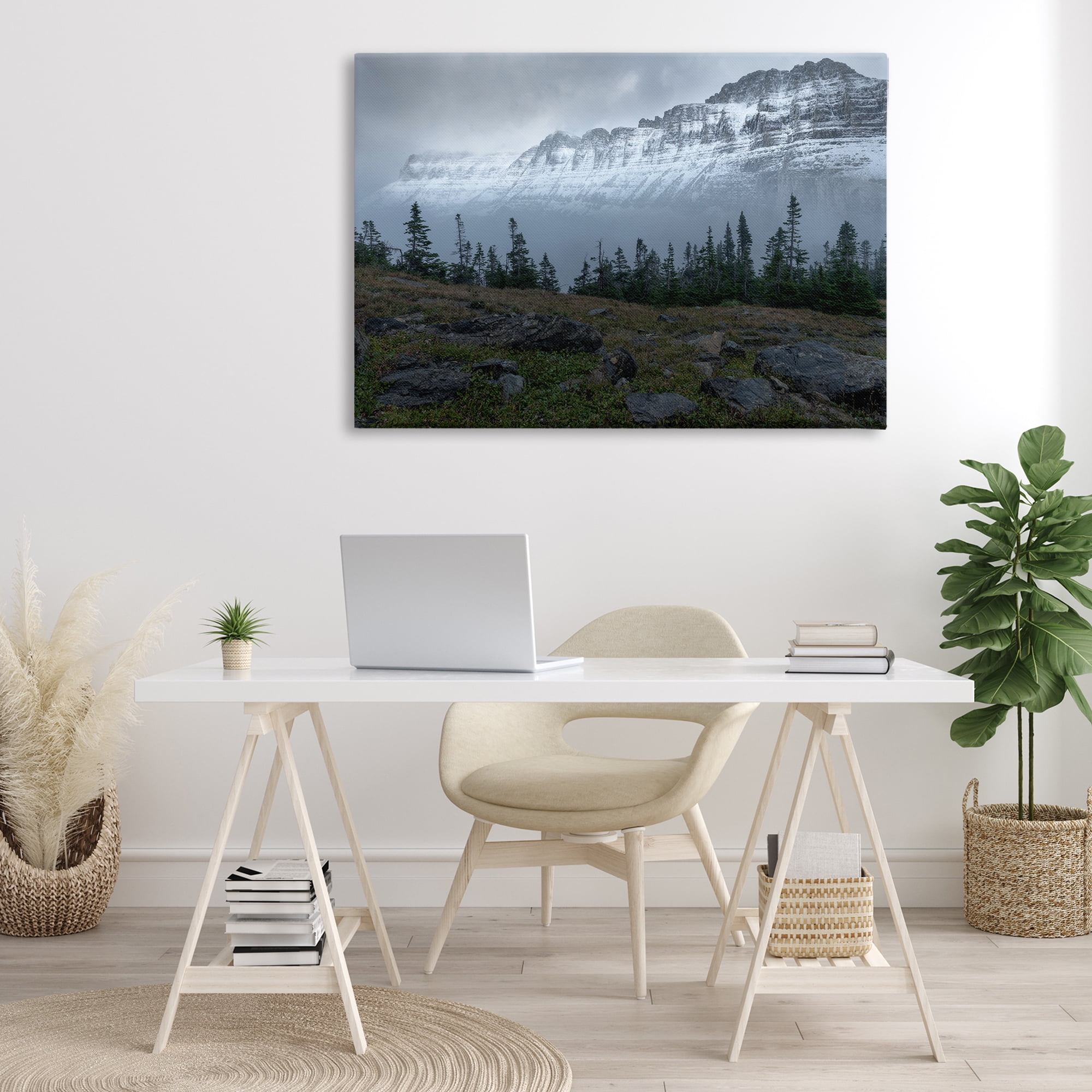 Stupell Industries First Snow Mountains Landscape Photography Gallery Wrapped Canvas Art Print Wall Art, 45 x 30