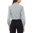 thumbnail image 3 of INSPIRE CHIC Women's Button Down Bodysuit Collared Lapel Long Sleeve Work Shirt Top L Grey, 3 of 6