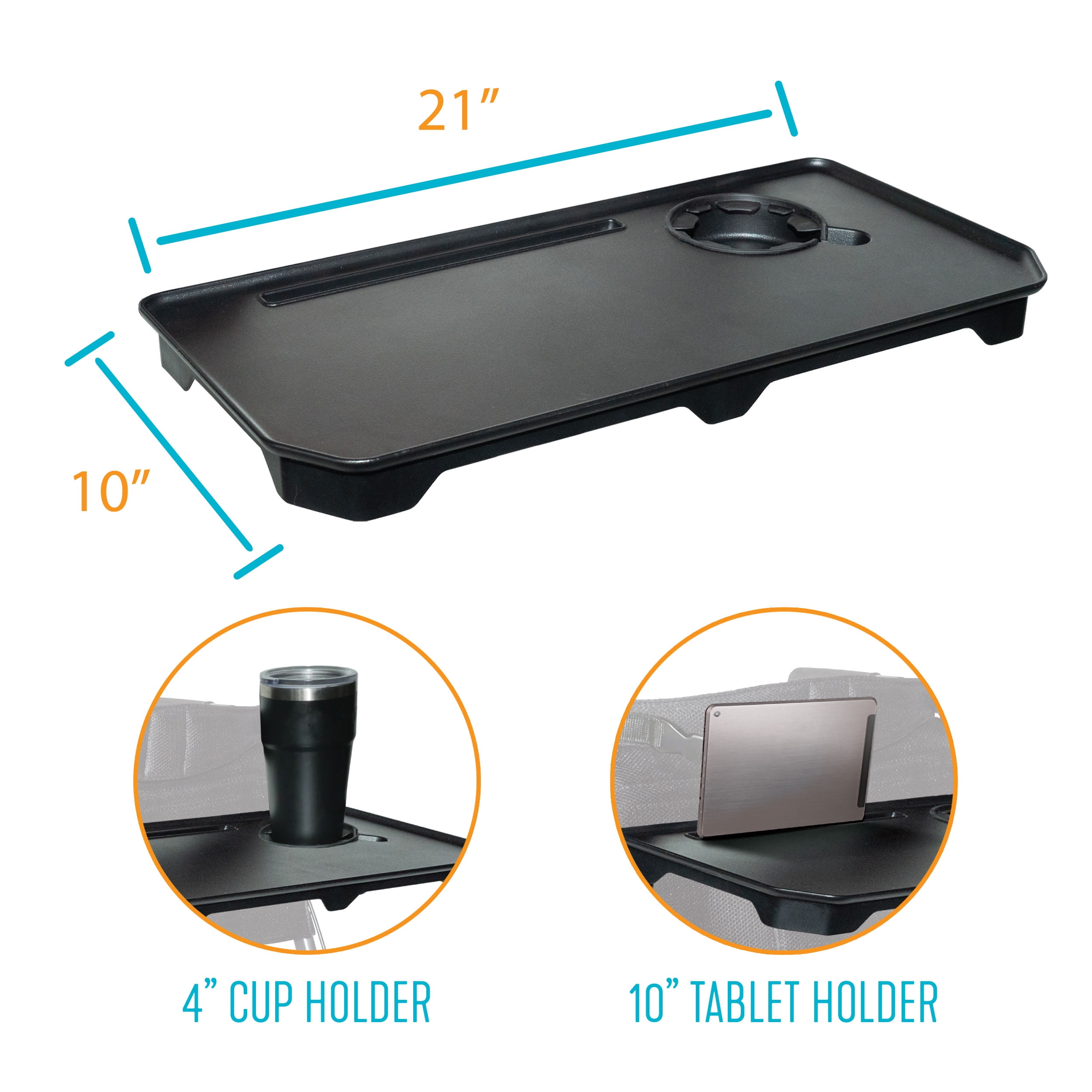 Stander Walker Tray Accessory for Stander and Able Life Walkers and Rollators, Tray Table with Cup Holder, Tool-free Assembly, Black