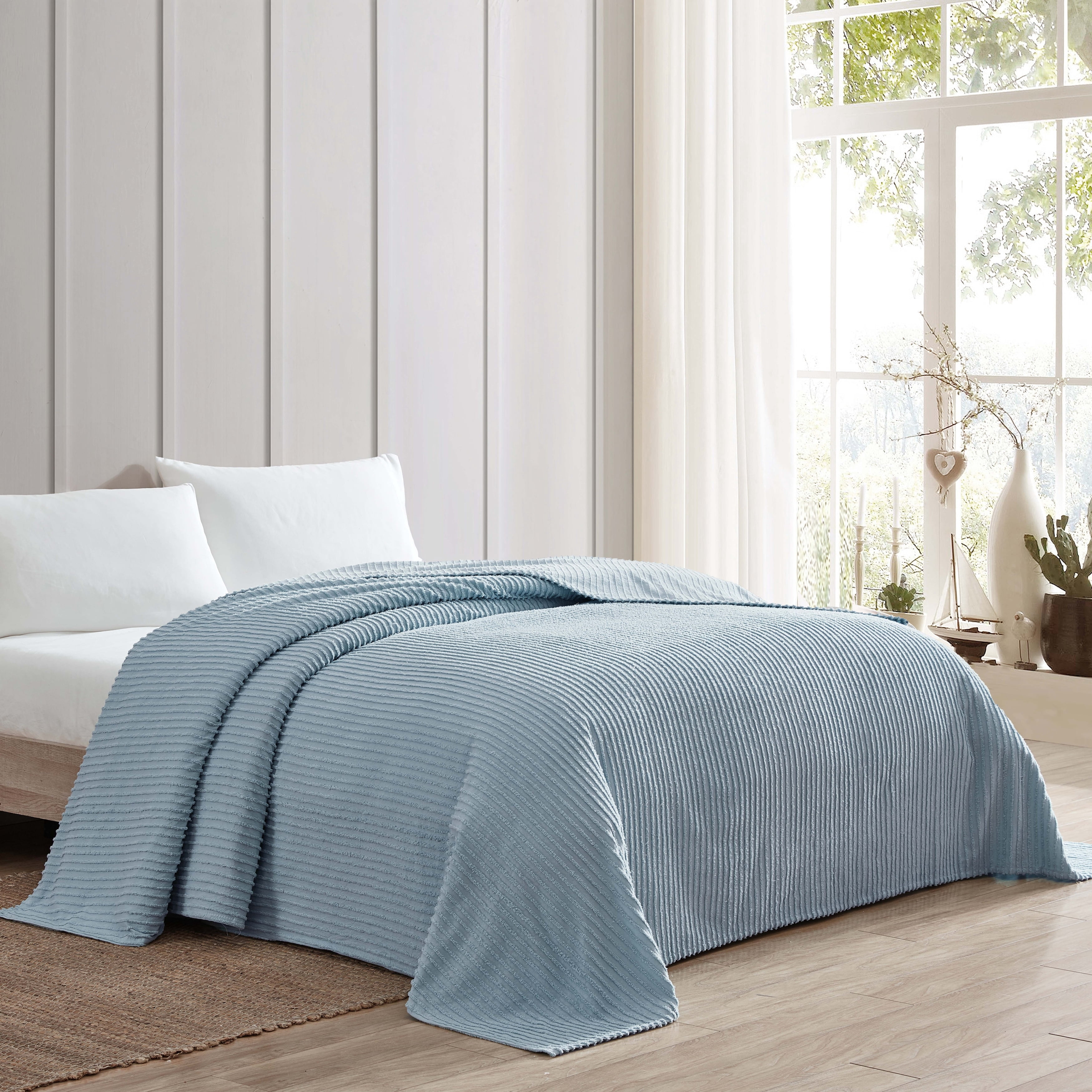 Channel Chenille Bedspread Blue Queen