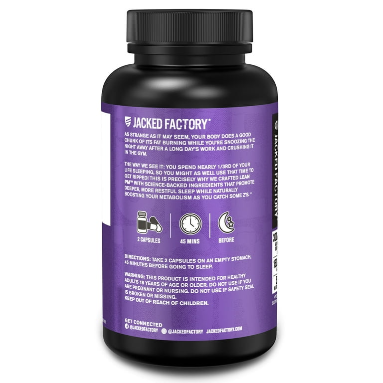 Jacked Factory Lean PM Night Time Fat Burner, Sleep Aid