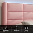 thumbnail image 3 of 4 EVER WINNER Full Bed Frame with LED Light, Modern Upholstered Platform Bed Frame Headboard and Footboard, Pink Full Size Bed Frame, Pink, 3 of 6
