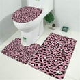 thumbnail image 2 of Pink and Black Of Leopard Print Bathroom Rugs Sets 3 Piece,Toilet Cover Set,Absorbent Non Slip Bathroom Mats Sets with U-Shaped Contour Rug Toilet Rug Set, 2 of 5