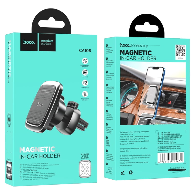 Support Magnétique pour Téléphone pour Sortie d'Air de Voiture, [Installation Facile] Support Mobile de Voiture pour Ventilation, Support de Téléphone Cellulaire, Compatible avec la plupart des Téléphones Noir