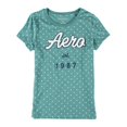 thumbnail image 2 of Aeropostale - Camiseta con adornos de lunares para mujer, verde, extra pequeña Aeropostale Camiseta adornada, 2 of 2