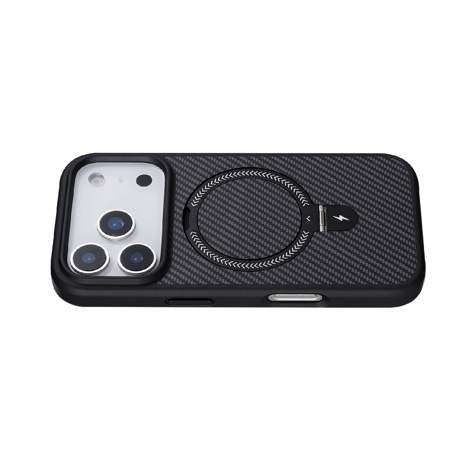 Carbon Fiber Stand MagSafe Case for iPhone 17 Pro - Black