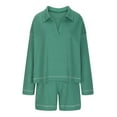 thumbnail image 6 of UAMVSH Womens Lounge Sets Oversized Sweatshirts Matching Sets Long Sleeve Pullover Tops and Shorts with Pockets Comfy Tracksuit Outfits(Large,Green), 6 of 6