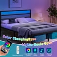 thumbnail image 4 of Chuangshuo Guard Queen Size Bed Frame with LED Storage Headboard Shelf, Noise-Free, Metal Platform Bed, Black, 4 of 7