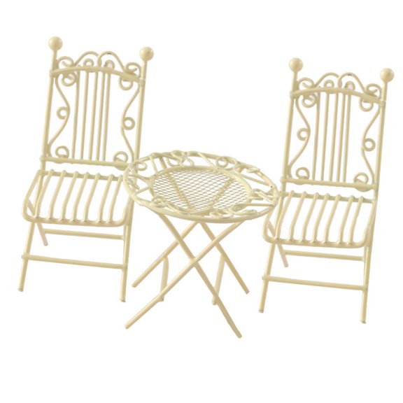 Collectible Miniature Iron Patio Set with Table And 2 Chair For 1/12 Dollhouses Furniture Garden Scene Arrangement Props