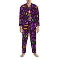 thumbnail image 3 of Lsque Mardi Gra2 Pattern Long Sleeve Pajama Set for Men - Soft 2-Piece Sleepwear and Loungewear Set with Pockets, Comfy Nightwear-Medium, 3 of 7
