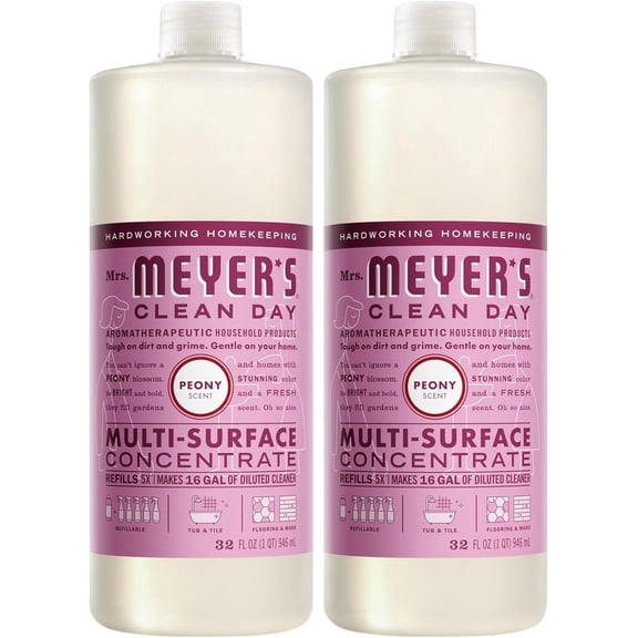 CLEAN DAY Multi-Surface Everyday Concentrate, Peony Scent, 32 Fl Oz Bottle - 2 Pack