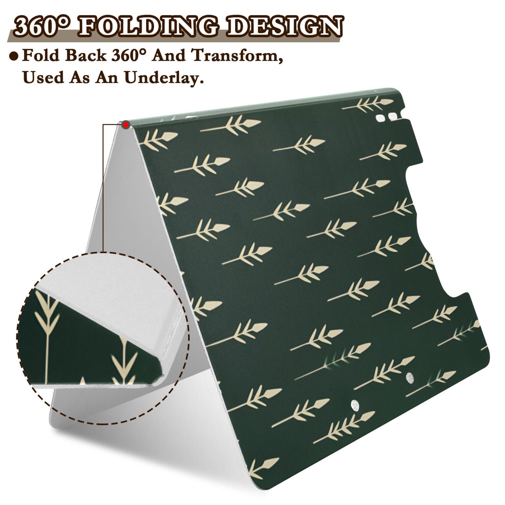 FORMRS A4 Clipboard Folder with Pen Holder Horizontal Foldable School Office Binder, Dark Green Plants