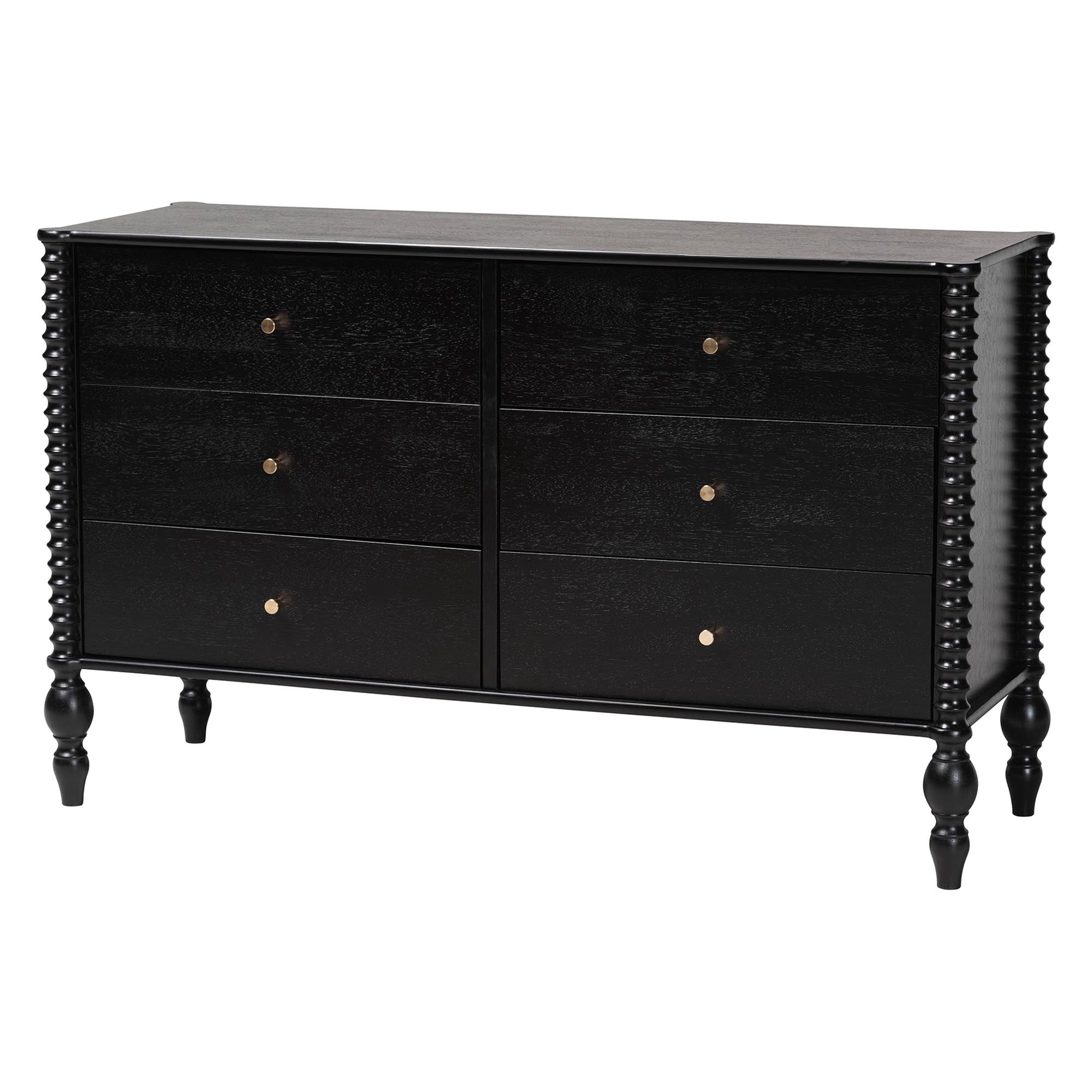 Baxton Studio Denita Farmhouse Bedroom Set, Full, 4-Piece, Black