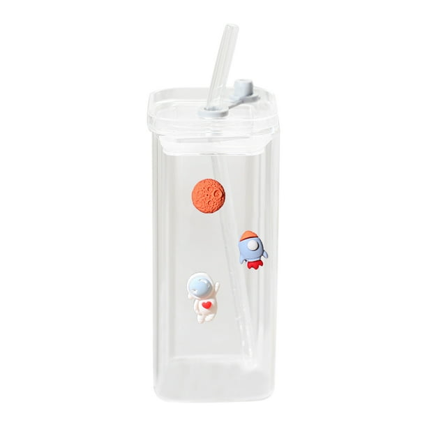 Vaso de cristal para bebidas calientes 400 ml Vaso para bebidas frías Vaso para zumos con tapa Vaso para leche Textura de cristal Adecuado para bebidas Taza de café