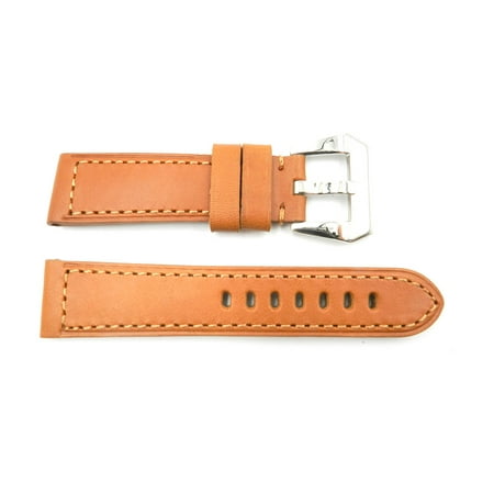 22mm Tan Brown Genuine Leather Heavy Padded Panerai Watch (Best Aftermarket Panerai Straps)