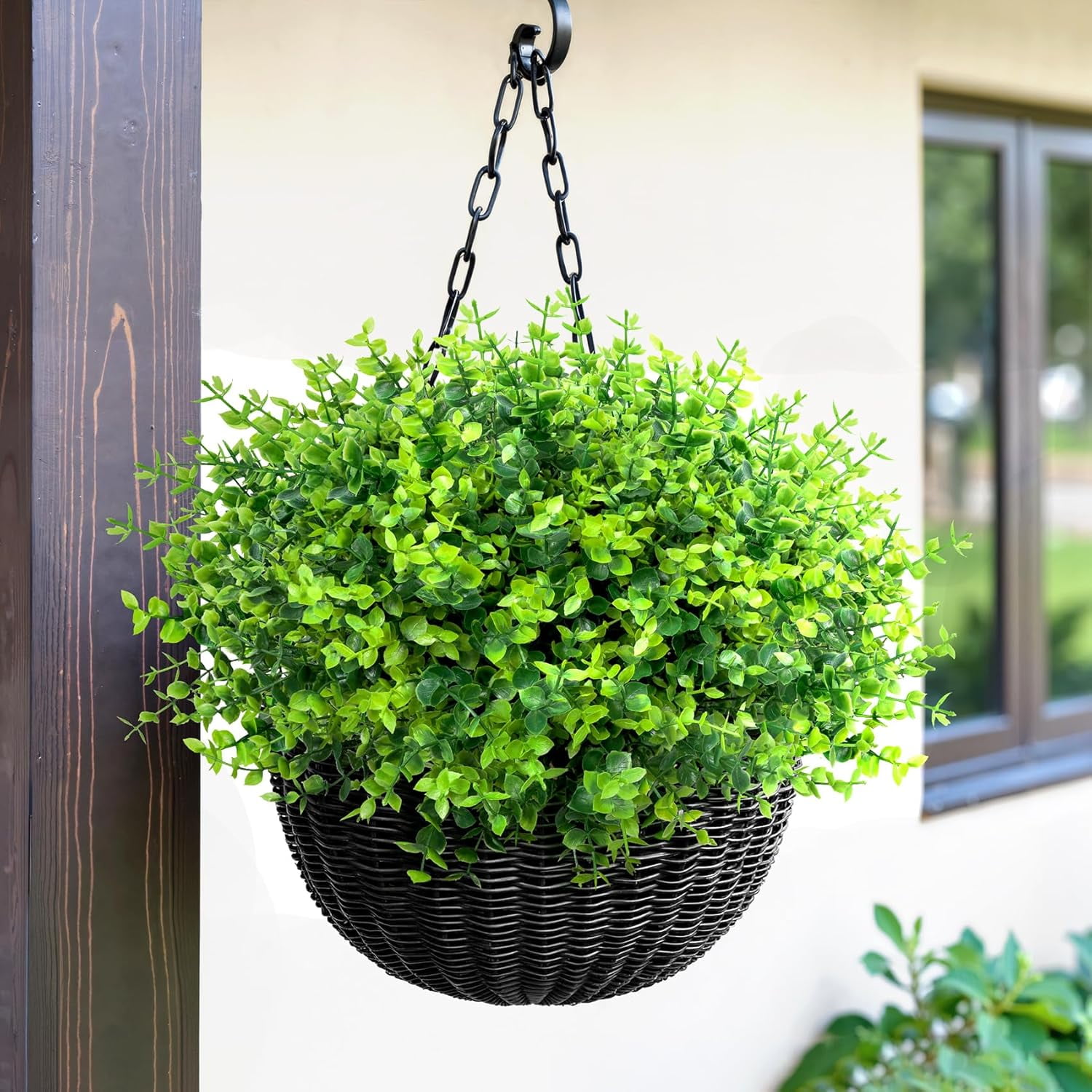 12 Bundles Greenery Artificial Plants Outdoors, Eucalyptus Stems UV Resistant Fake Foliage Plants Faux Boxwood Shrubs Indoor Decorations Artificial Flowers for Garden Pot Porch Fence Hanging Planter