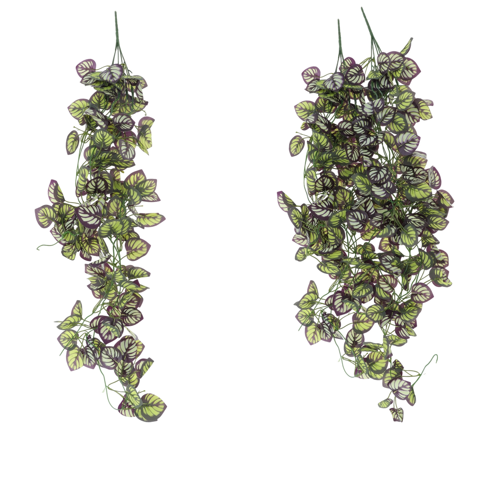 Unique Bargains 2pcs Fake Vines 39.37" Faux Greenery Leaves for Home Decor Green