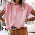 thumbnail image 3 of Baberdicy Sweaters for Women Womens Summer Cap Sleeve Tops Casual Crew Neck Loose Fit Knit Lightweight Sweater Pullover Top Womens Sweaters Pink, 3 of 4