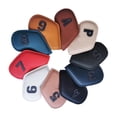 thumbnail image 2 of 10 piezas de cubierta de hierro de golf, protección de protección de cubierta de cabeza de palo de golf, equipo de número de 3-9, a, Multicolor Macarena Cubierta de cabeza de hierro de golf, 2 of 8