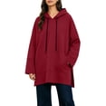thumbnail image 2 of Trendy Hoodies for Women Oversized Pullover Long Hooded Sweatshirt With Drawstring Side Placket Large Pocket Loose Long Sleeved Casual, 2 of 8