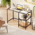 thumbnail image 4 of Costway Computer Desk with Shelves, 42” Home Office Desk with Metal Frame for Living Room Black, 4 of 10