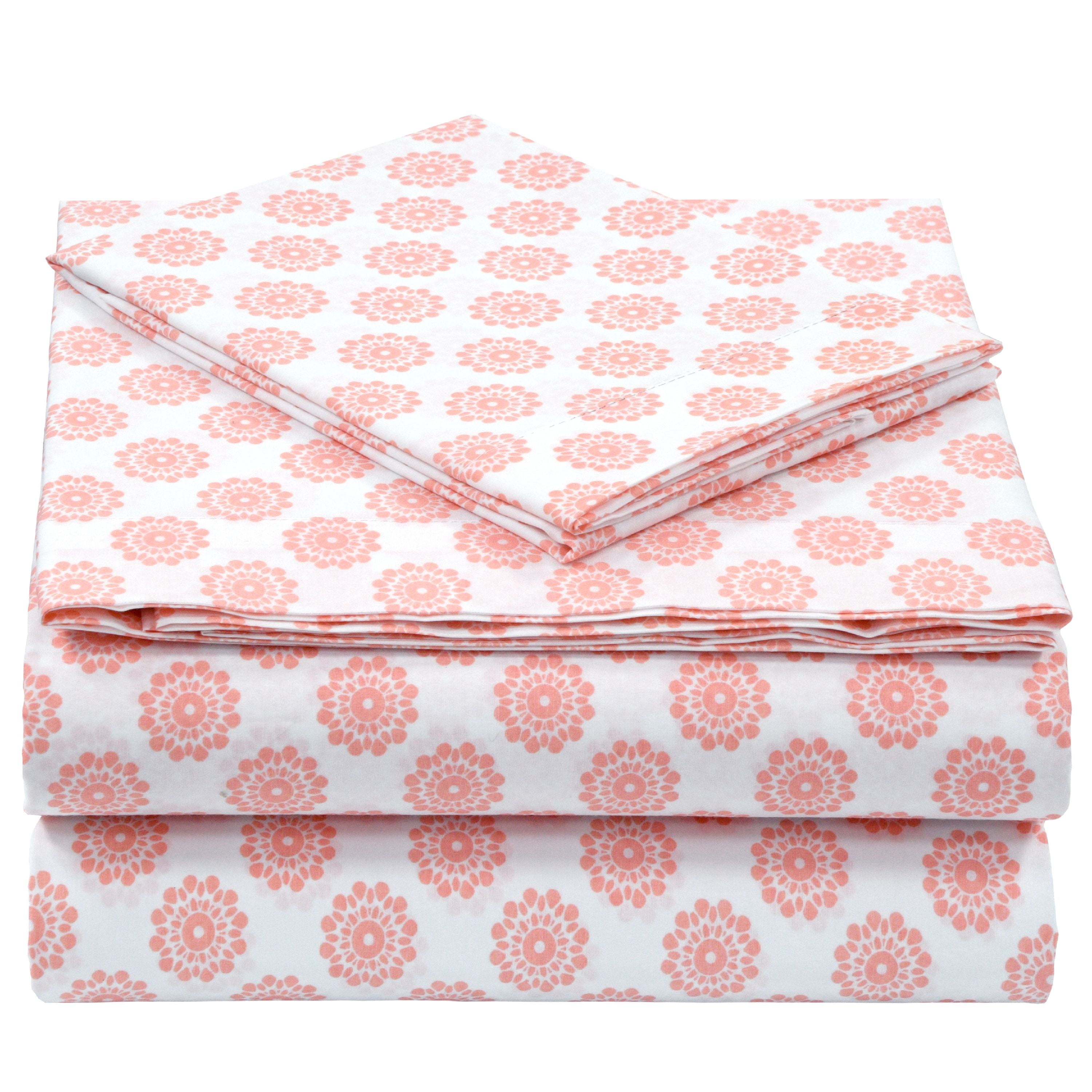Pieridae Cotton Blend Deep Pocket Sheet Set Twin XL, Coral Global