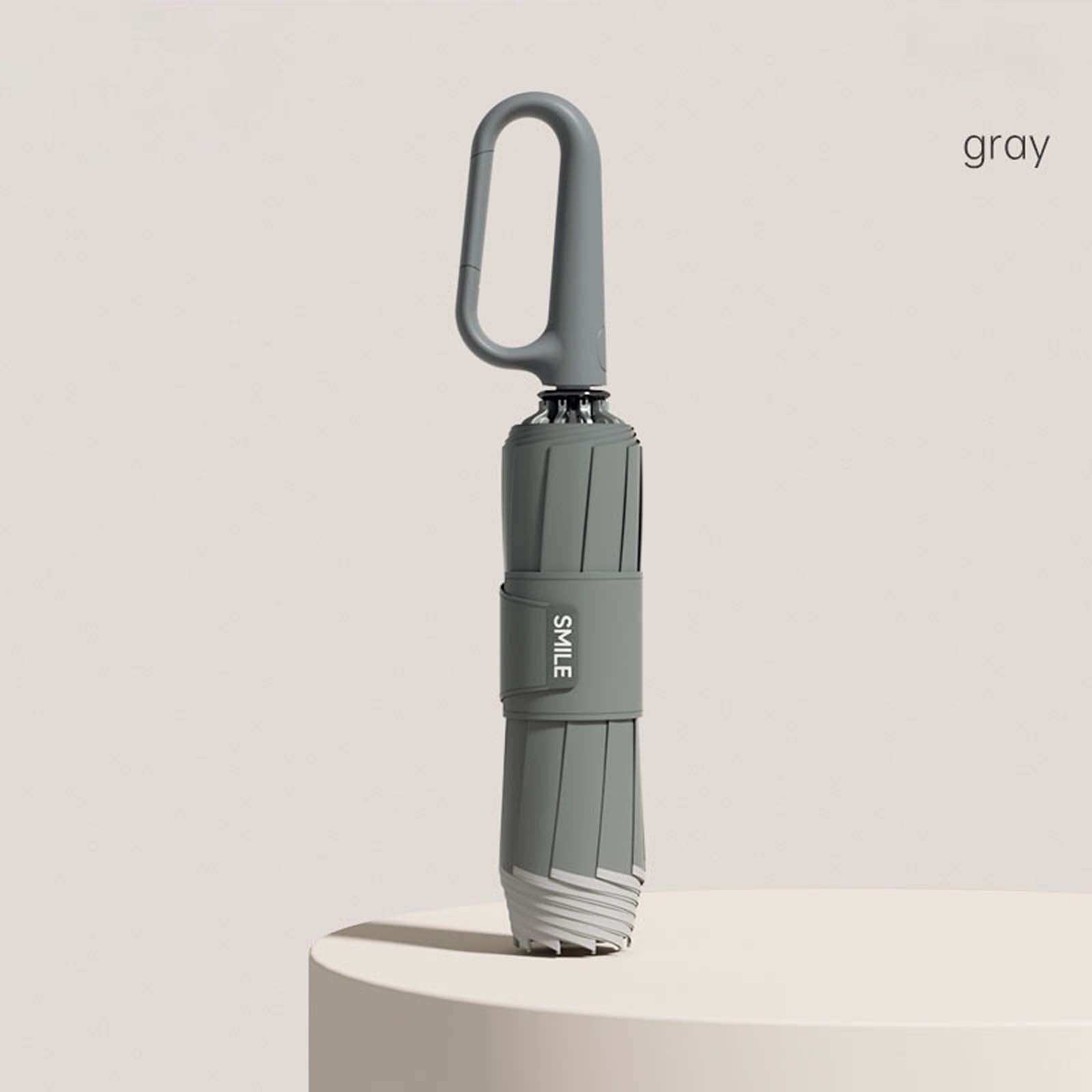 Parapluie Automatique Avec Boucle Anneau - Grand Format Pliable Anti-UV Et Résistant Vent | Parapluie Voyage Compact Pour Pluie & Soleil