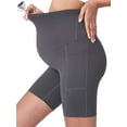 thumbnail image 6 of PULLIMORE Womens Maternity Yoga Shorts Over the Belly Workout Running Active Pregnant Short Pants with Pockets (L, Gray), 6 of 8