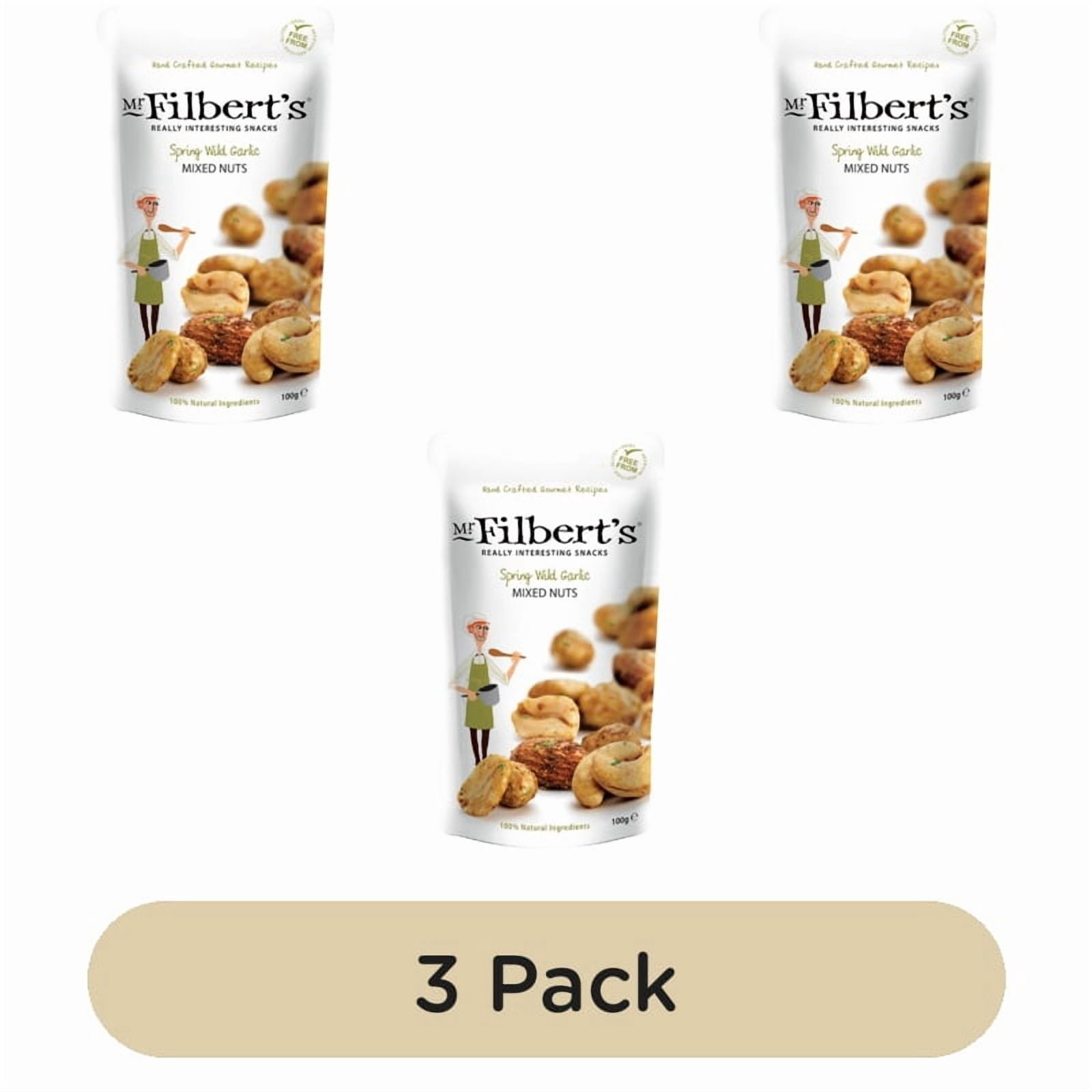 Mr Filbert's Spring Wild Garlic Mixed Nuts 100g, British Import (Pack of 3)