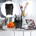thumbnail image 3 of FELTECHELECTR Contenedor de acrílico para brochas de maquillaje, organizador de almacenamiento con forma de taza tallada (negro), 3 of 7