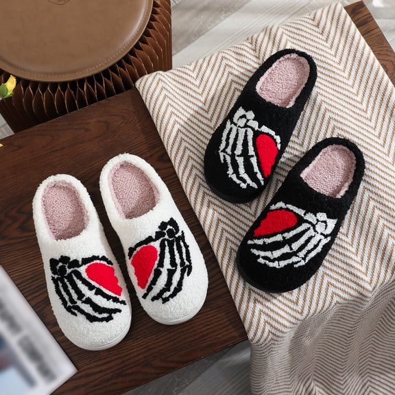 ZELAND 2024 Valentine's Day Heart Plush Slippers for Couples - Warm Winter Indoor House Shoes for Men & Women