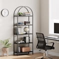 thumbnail image 5 of Sunvasagoo 5-Tier Arched Bookshelf w/ Steel Shelf, Adjustable Feet&Anti-Tip Straps, MDF, Black, 5 of 9