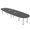 Asian Night w/Silver Base with Electric, variant on 12 Person Boat-Oval Conference Table with Power And Data Post Legs